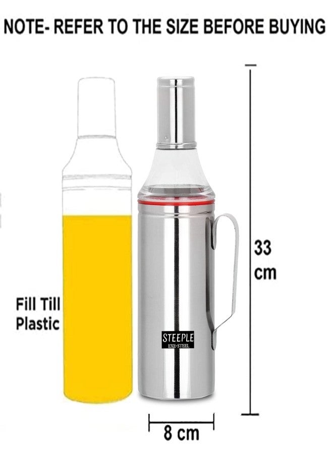 STEEPLE Stainless Oil Dispenser 1 litre | Oil Bottle | steel Oil Container |Oil Can | Cooking Oil Dispenser For Kitchen Set - Pack Of 2 Silver - Image 3